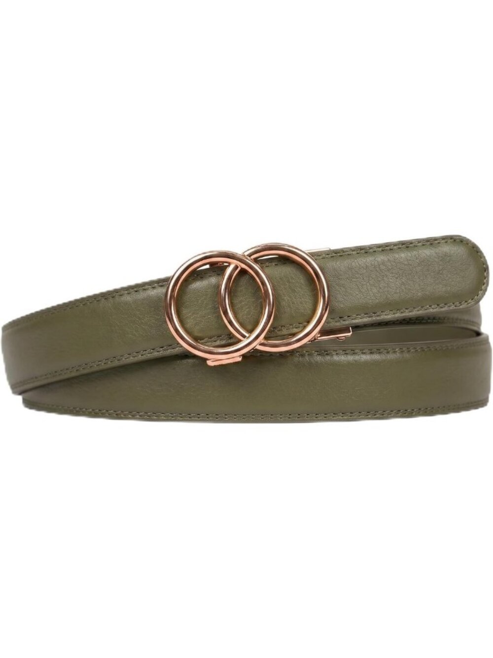 Stylish Adjustable No Hole Ratchet Belt for Women - Rose Gold Buckle - One Size